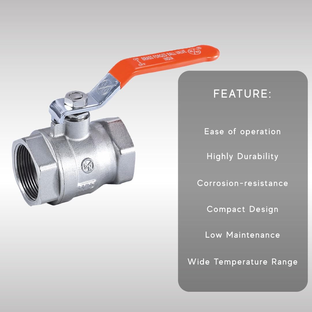 RN Forged Brass Ball Valve, Nickel Plated