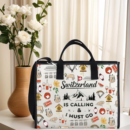 Switzerland Travel Gift Switzerland Is Calling And I Must Go Travel Tote Bag Europe Trip Gift for Traveller4