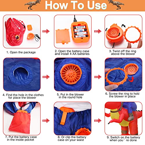 Halloween Inflatable Dinosaur Costumes Blow Up Riding A T-Rex Dino Costume Suits For Kids Funny Halloween Dress-Up Halloween Party Favors Supplies Treats Dinosaur Birthday Party Gift For Boys Girls #TOP4