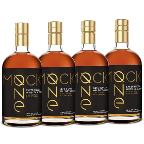 MOCK ONE Non-Alcoholic Whiskey - Non-Alcoholic Spirits for Alcohol-Free Drinks and Zero Proof Mocktails - Distillery Crafted Premium Alcohol Alternative - Made in the USA - 750ml (25.4 Fl Oz) - 4 Pack
