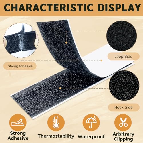 Image of 58 Sets - 1x4 inch Square Hook and Loop Tapes, Fabrics Nylon, Black | Hook and Loop Strips with Adhesive, Self Sticky Double Sided Heavy Duty Strips for Home Office School and Crafting