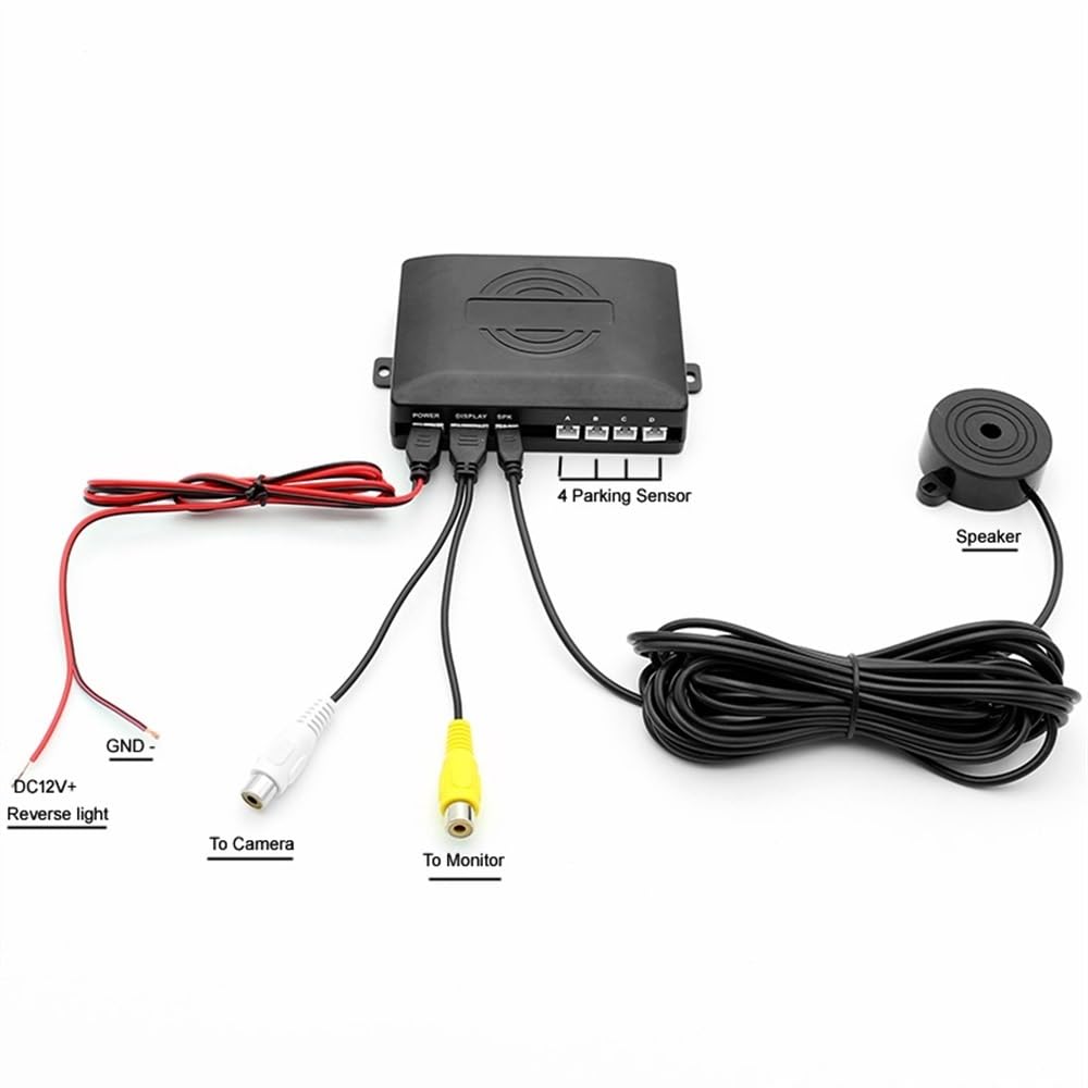 Sensor Marcha atrás Coche Sensor de Aparcamiento con vídeo Ajustable Coche Radar Asistencia visión Trasera Alarma y sensores Profundidad 16 mm