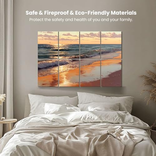8 Pack Paneles Acústicos Artísticos Serene Sunset Beach Shimmering Ocean Pastel Skies Paneles Decorativos Absorbentes de Sonido 48"x32" Reducción de Ruido para Oficina miniatura 4