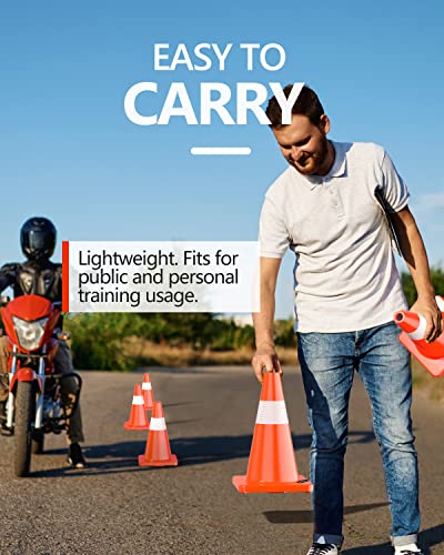 Battife 6Pack 18Inch Traffic Safety Cones With Reflective Collars, Pvc Orange Construction Cone For Home Road Driveway Parking #TOP4