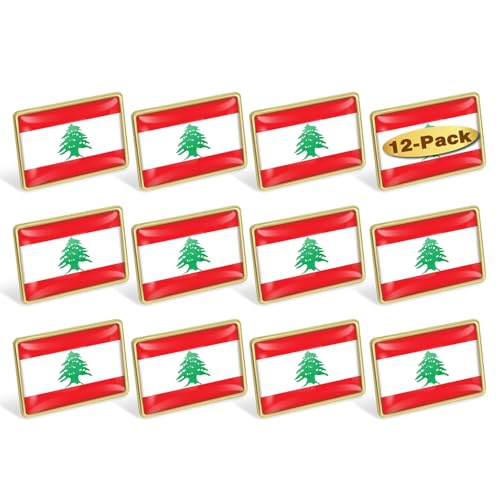 Image of 12 /Pcs Lebanon Flag Lapel Pins Bulk - Metal Lebanese Brooch Badge Souvenir