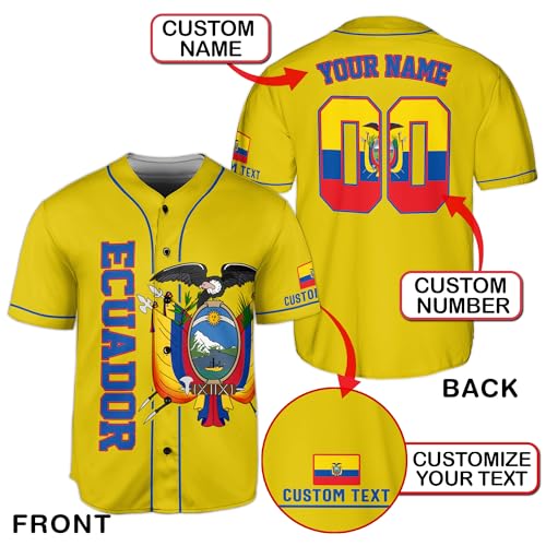Ecuador Jersey Men, Ecuador Jersey Baseball, Personalized Ecuador Baseball Jersey Men miniatura 3