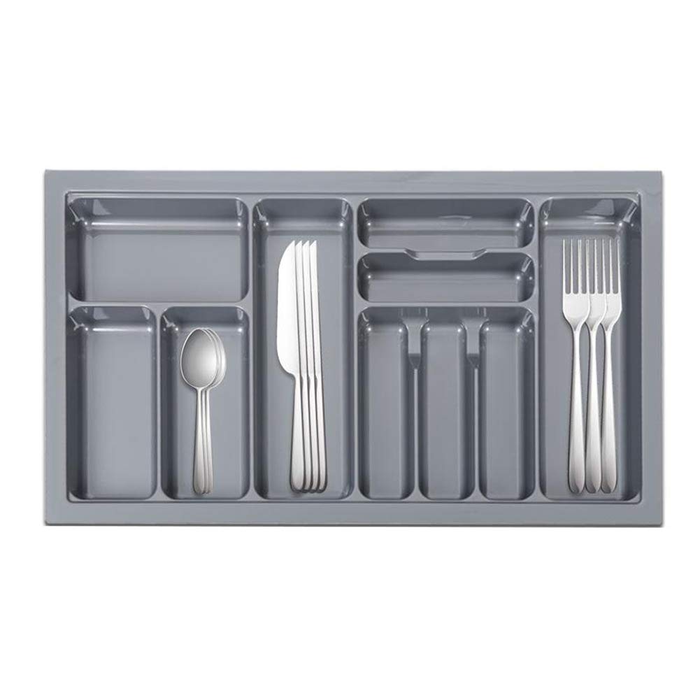 Aramox Vassoi per Posate da 900 Mm Inserto per Cassetti per Posate in ABS 10 Scomparti 83 X 48 X 5,5 Cm Grigio per la Conservazione dei Cassetti della e della Casa e l'organizzazione dei Gioielli