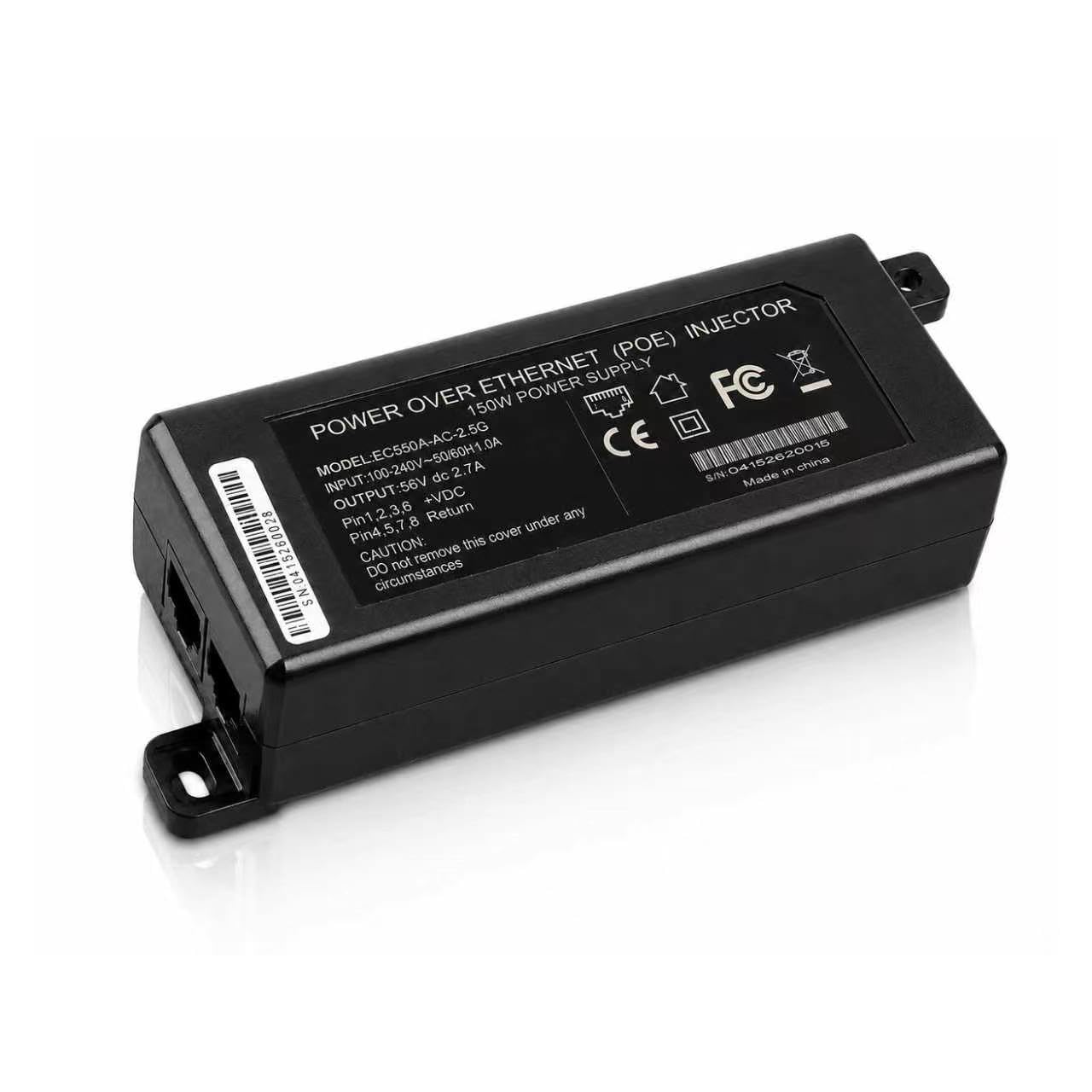 Injecteur PoE Passif 150 W pour Starlink Gen 3/Gen 2, Ethernet 2,5 Gbit/s/1 Gbit/s, Sortie 48-56 V, CA 100-240 V, Protection 3 KV, Plug & Play, portée jusqu'à 100 m