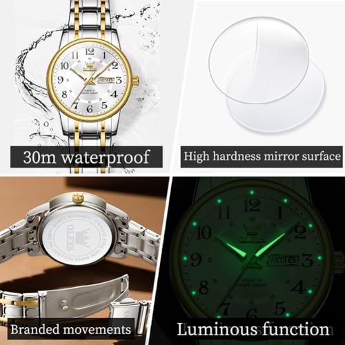 Image of OLEVS Watch Women Silver Stainless Steel Dress Analog Luminous Watch