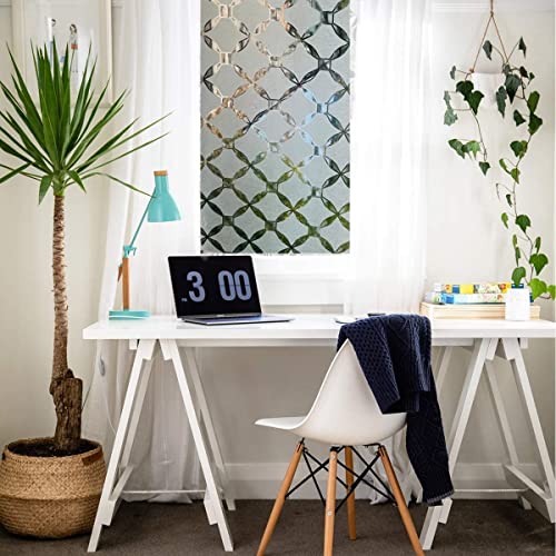 Image of SUNBIRD Window Film Privacy Colorful Window Sticker, Decorative Window Vinyl, Adhesive Home UV Blocking, Heat Insulation Static Cling for Bathroom Office (24 X 48 INCHES, BAT Floret)