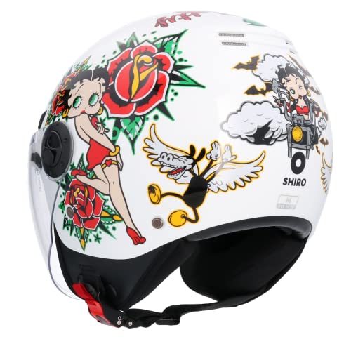 Motorradhelm Halbschale, ECE-zugelassen, La Betty, Weiß, Größe S (55/56)