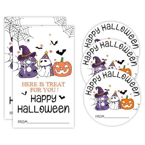 Autocollants thème Halloween : lot de 40 étiquettes rondes et formes pour cadeaux et enveloppes