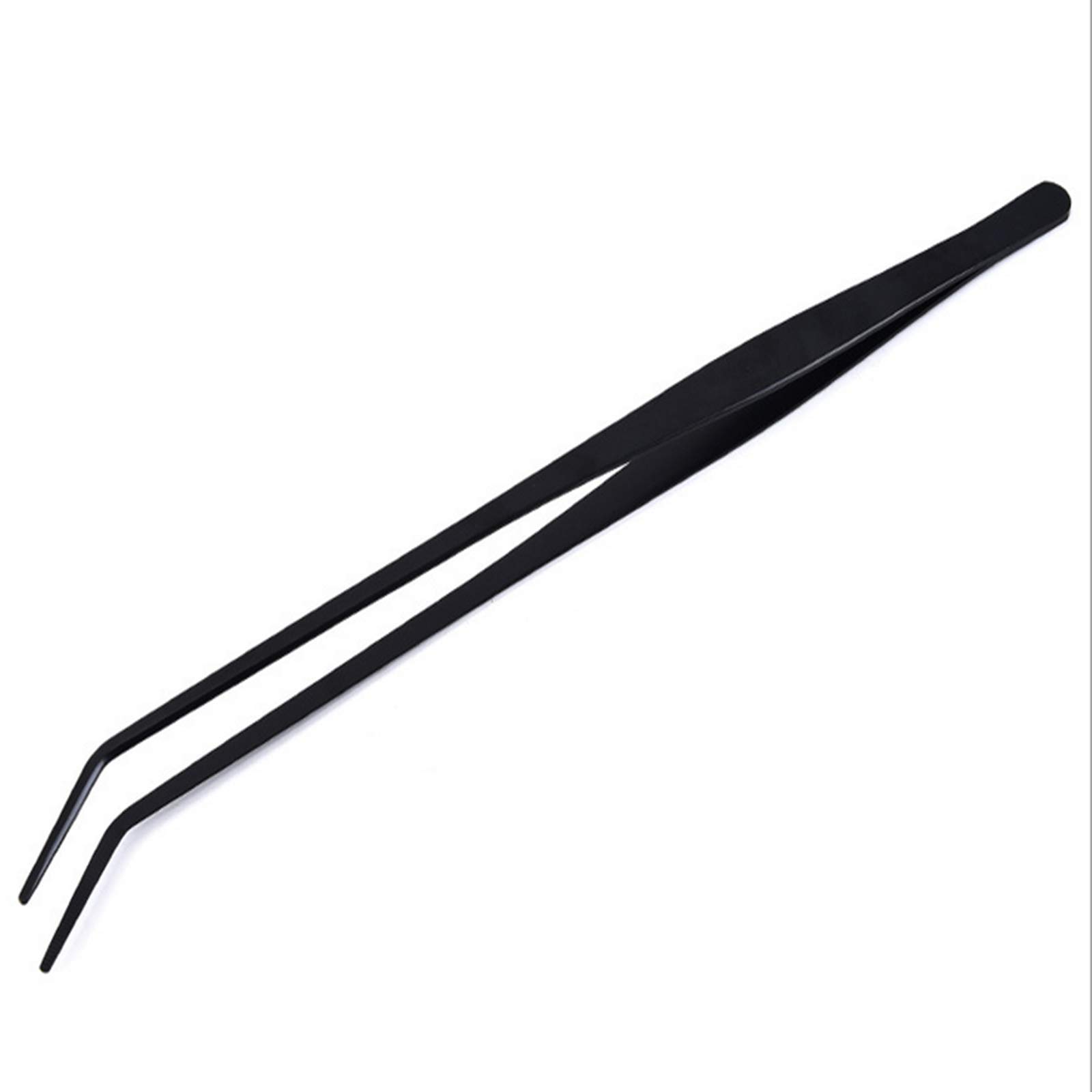 Dongai Black 15 Inch Aquarium Tweezers Stainless Steel Curved Tweezers, With Anti-Carbonization And Carbonization Coating, Anti-Rust And Long Reptiles, For Aquatic Plants, Spiders, Snakes And Lizards,