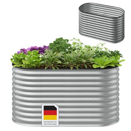 STEELSØN Talara Hochbeet aus Metall – Pflanzenbeet für Garten & Balkon Silber – Pflanzenkübel oval mit offener Bodenstruktur & Stabilisierungsstreben – Gartenbeet für Gemüse, Kräuter, Blumen STEELSØN Talara Hochbeet aus Metall – Pflanzenbeet für Garten & Balkon Silber – Pflanzenkübel oval mit offener Bodenstruktur & Stabilisierungsstreben – Gartenbeet für Gemüse, Kräuter, Blumen