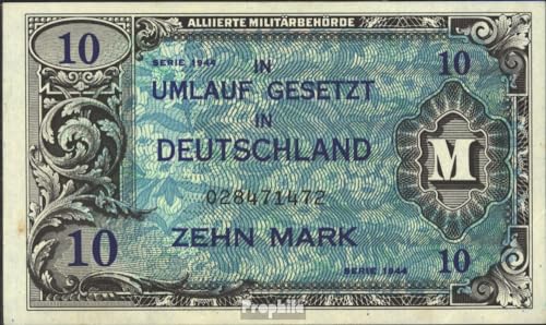 Billete de colección 10 marcos aliados 1944 impresión Rosenbg 203a con número de control F