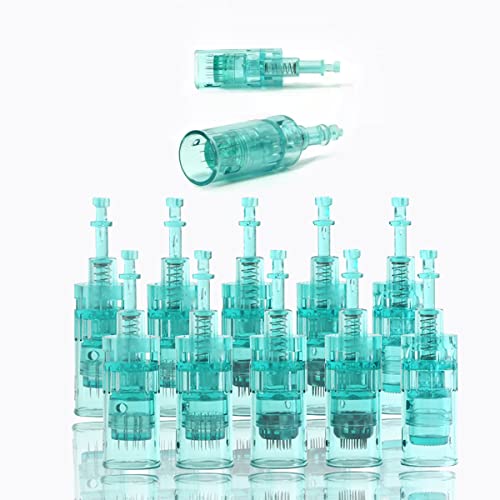 Image of Derma Pen Needles Cartridge 12 Pin | 36 Pin | Nano Needle Cartridge Tip For A1 & A6 Derma Pen Electric Auto Micro Stamp Derma Anti-Aging Pack of 3 (Green, 16 Pin)