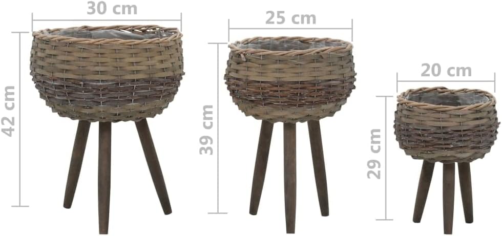 Planter 3 pcs,Patio Decoration,Gardening Supplies,Vegetable Planters,Plants Privacy Fence,Outdoor Planter,Balcony Raised Beds,for Garden,Patio,Balcony,Yard,Wicker with PE Lining