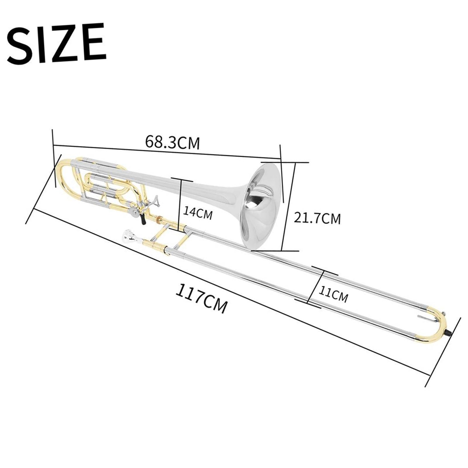Regulowany puzon Puzon tenorowy instrument dęty blaszany B flat z ustnikiem z miedzioniklu(GY0122)