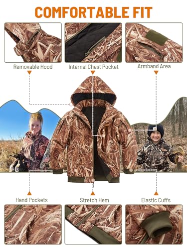 Image of NEW VIEW Kids Camo Hunting Clothes Silent, Youth Hunting Jacket for Cold Winter, Camouflage Hunting Coat for Boys & Girls