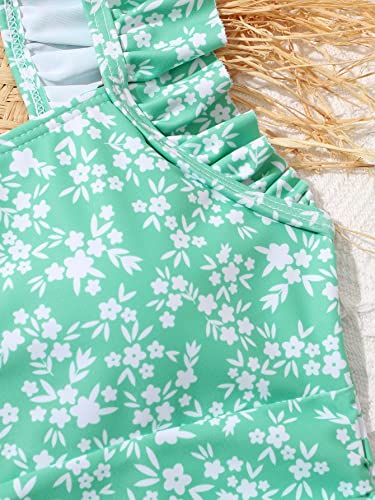 MakeMeChic Girl's Ditsy Floral Printed One Piece Swimsuit Ruffle Ruched Bathing Suits Swimwear4