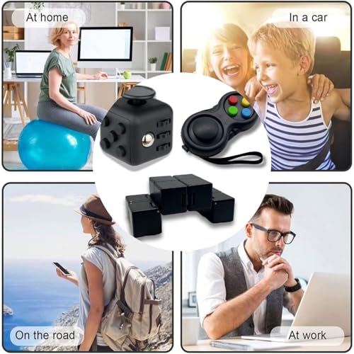Yeefunjoy 3Pcs Anti-Stress Würfel Spielzeug, Infinity Cube, Fidget Pad Controller, Dekompression Spielzeug, Tötungs Zeit Zappeln Spielwaren für Kinder und Erwachsene Stressaubbau bei Nervösität