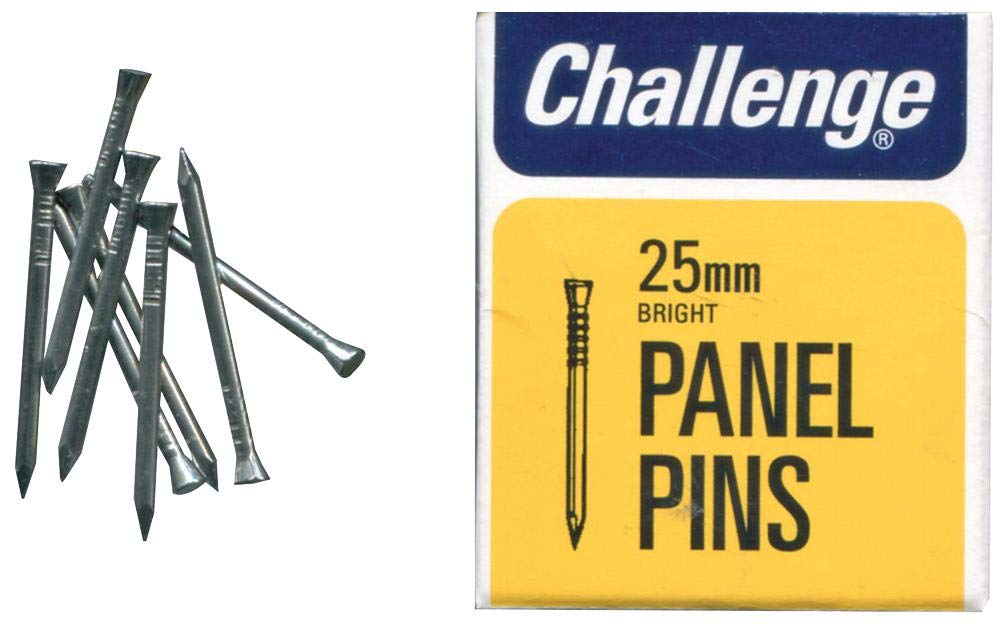 Challenge Bright Steel Panel Pins 25mm 50g - 10608, Silver