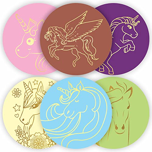 Unicorn Gold Foil Stickers - (Pack Of 120) 2" Large Round Labels For Birthday Party Favor Craft Game Activities Cards Gift Boxes Envelope Seals #TOP2
