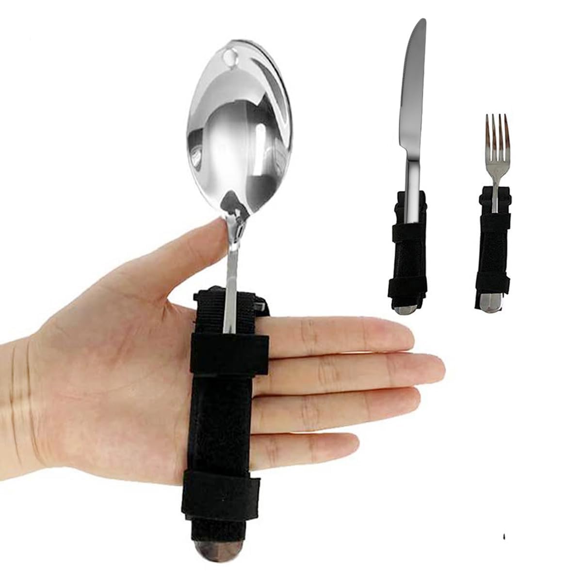 Support d'ustensiles adaptatif pour partager un repas serein en famille malgré le handicap