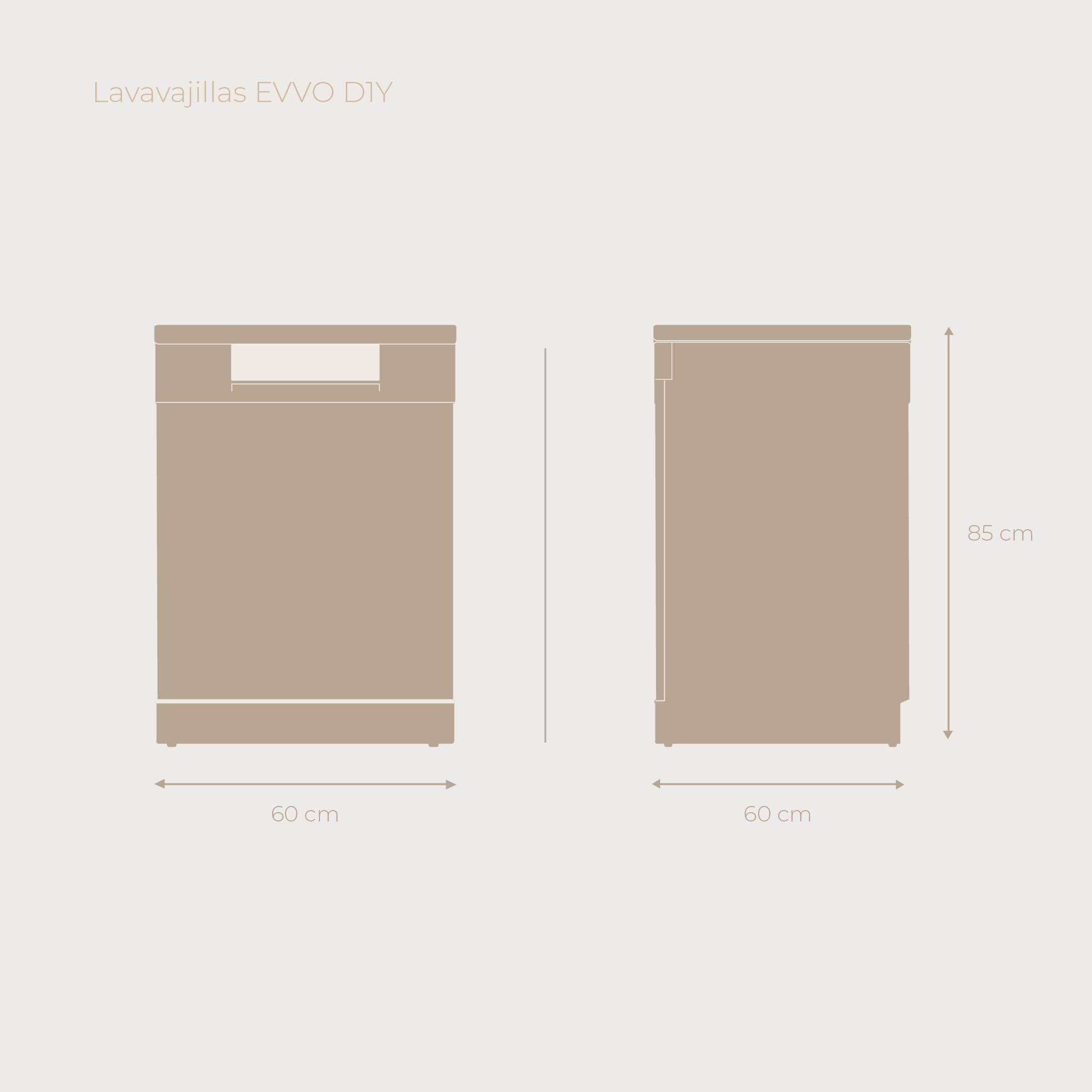 Lavavajillas EVVO D1Y - 60 cm, 13 Servicios, Clase Energética C, 6 Programas, Funcionamiento Silencioso, Apertura Automática, Media Carga, Inicio Diferido 24h, Bloqueo Infantil