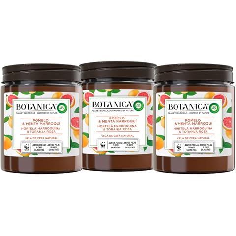 Botanica by Air Wick Vela Aromática Pomelo y Menta Marroquí pack 3 Cover