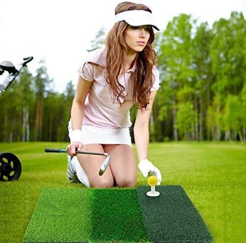 WhiteFang Golf Mat Tri-Turf Fairway Rough and Driving, Golf Hitting Mat Grass with Tees and Balls for Indoor Outdoor