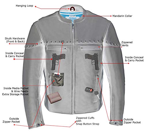 Image of Milwaukee Leather Men's Black Cowhide Quilted Pattern Scooter Style Racing Jacket MLM1545