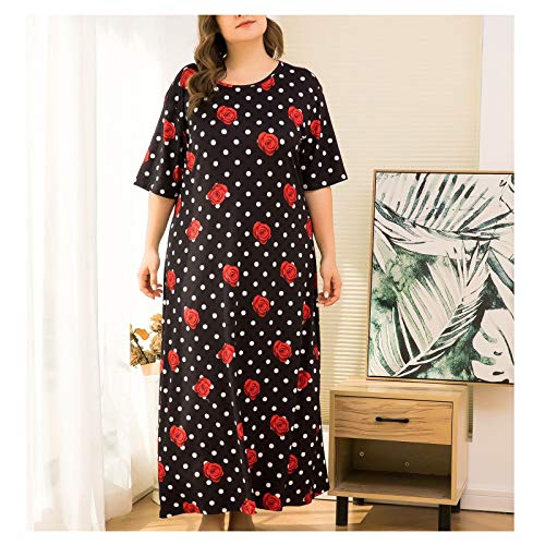 Pyjama taille plus femme : chemise de nuit manches courtes et robe de chambre ample