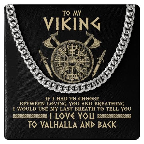 Yametee Personalized To My Shieldmaiden Necklace I Love You to Valhalla and Back Viking Jewelry For Women Birthday Wife Girlfriend Anniversary Customized Message Card
