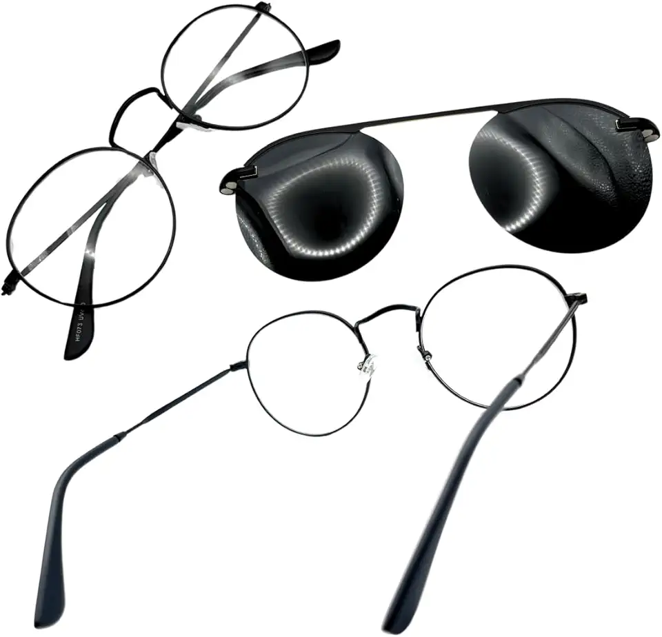 Armação de Óculos Para Grau Redonda Joachim Unissex com Clip On Solar Polarizado UV400