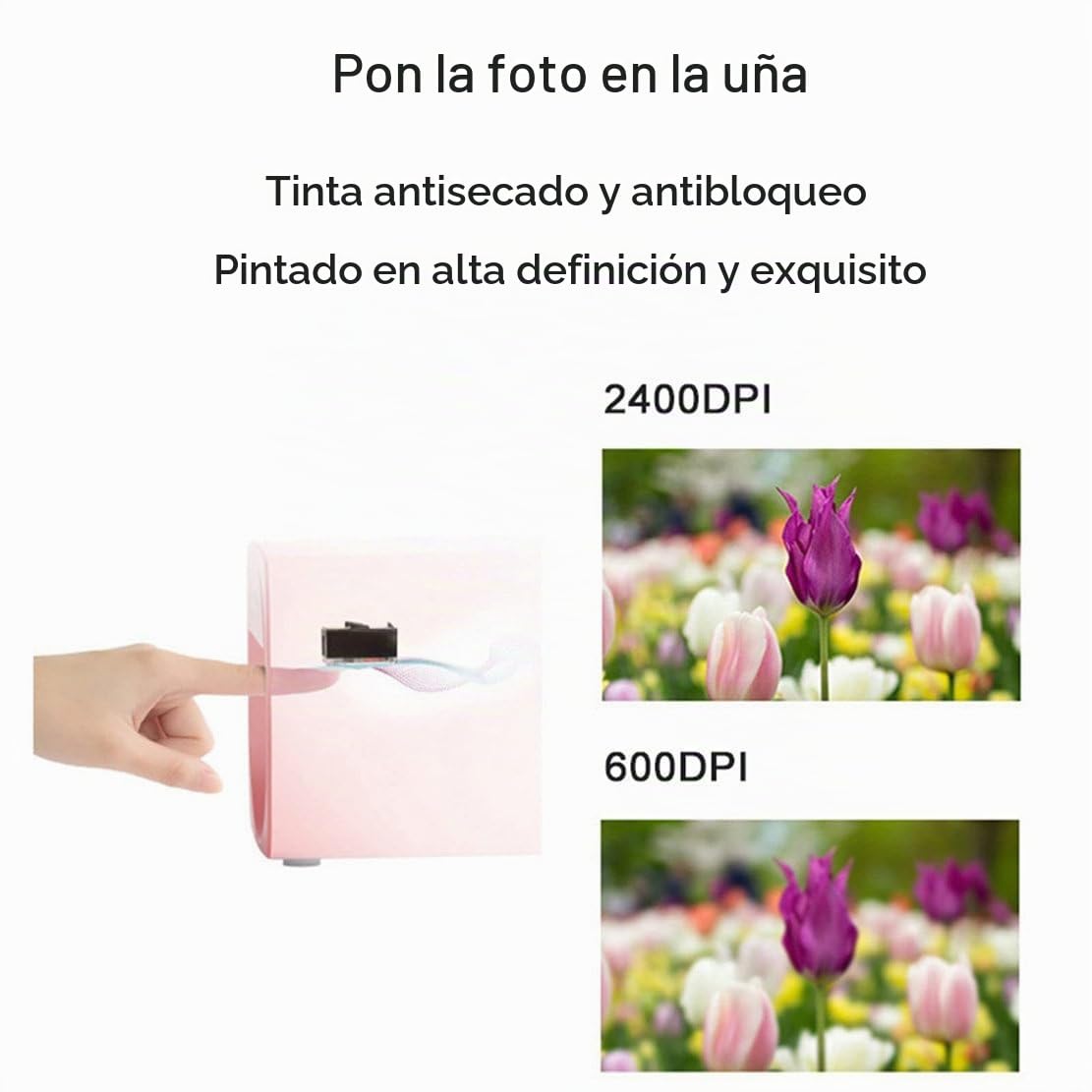 Impresora Digital Móvil para Decoración De Uñas: Máquina Portátil para Pintar Uñas, Impresora 3D para Uñas, Compatible con WiFi/Bricolaje, 30S, Impresión Y Procesamiento como Uno Solo,Pink