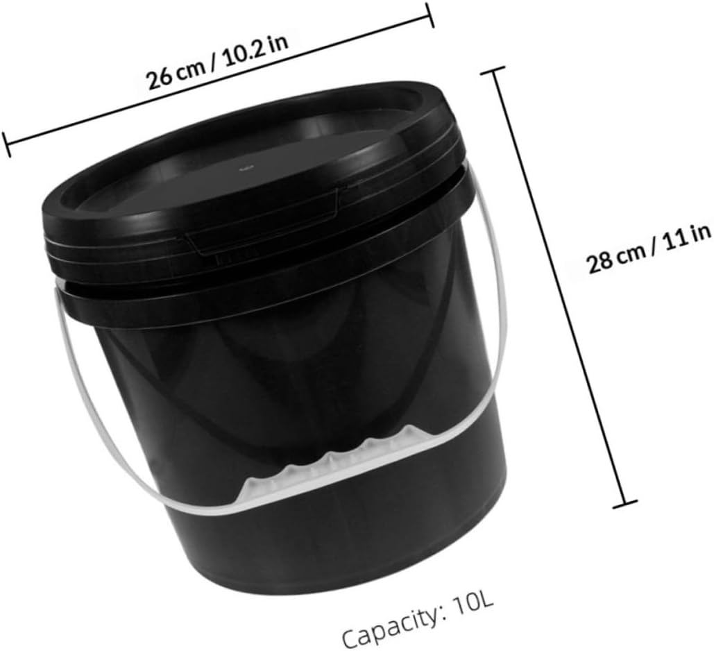 Kisangel Plastic Paint Bucket with Handle and Lid, 10l Food-Grade Sealed Pp Plastic Container for Paint Storage and Painting Supplies, Reusable Round Art Bucket for Home Improvement and DIY