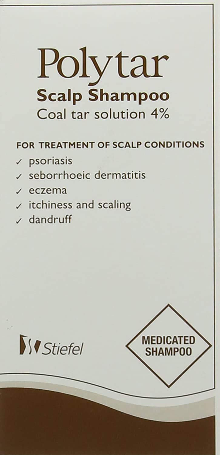 Polytar Scalp Shampoo, For Scalp Conditions, Reduces Itching, Inflammation and Scales, Shampoo Treats Psoriasis, Seborrhoeic Dermatitis, Eczema and Dandruff, Contains Coal Tar Solution, 1 x 150ml