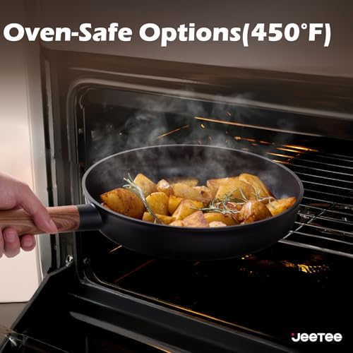 JEETEE Ceramic Cookware Sets 17 pcs, Healthy Pots and Pans Set Non Stick, Induction Kitchen Cooking Set with Removable Handles, Stackable Pots Pans, Oven Safe, PFOA/PFOS Free, Black - Image 5