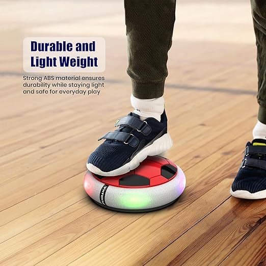 Image of Hover Soccer Ball with LED Lights, Indoor Football Toy, Rechargeable with USB Cable, Red and Black (Blue)