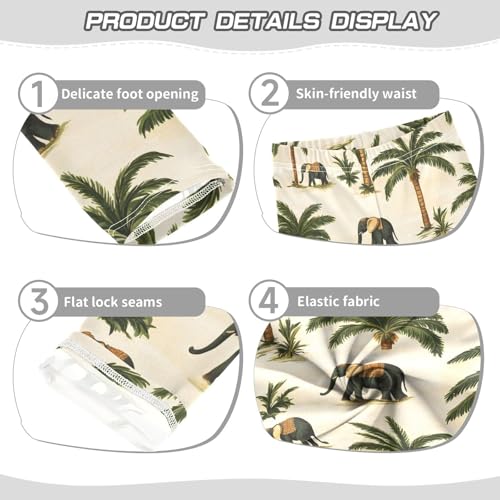 Tropical Tree Elephant Print Girls Leggings Ultra Soft Compression Yoga Gym Pants for Kids 4-10T3