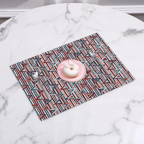 DASNK Table Mats Set of 4 Woven Vinyl Place Mats for Dinner Table Washable & Durable Indoor/Outdoor Use Table Accessories,Tribal Decor,Striped African Abstract Ethnic Pattern with Creative Tr,12x18in - Image 5