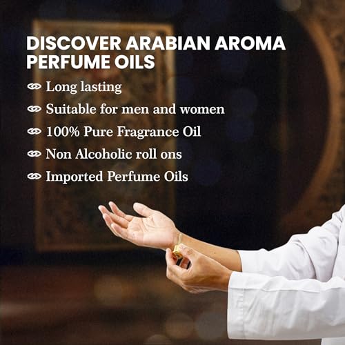 Image of Arabian Aroma Azmat Attar | Saffron & Oud Fragrance with Musk Base | Attar for Men Long Lasting Smell | Oil-Based Alcohol Free Ittar | 100% Perfume for Men | Roll On Itra | (6ml)