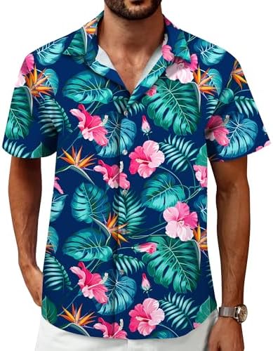 Hawaiian Shirt for Men Tropical Shirts Summer Beach Button Down Short Sleeve Luau Aloha Floral Cruise Vacation Outfit 2025 Hawaiian Shirt for Men Tropical Shirts Summer Beach Button Down Short Sleeve Luau Aloha Floral Cruise Vacation Outfit 2025