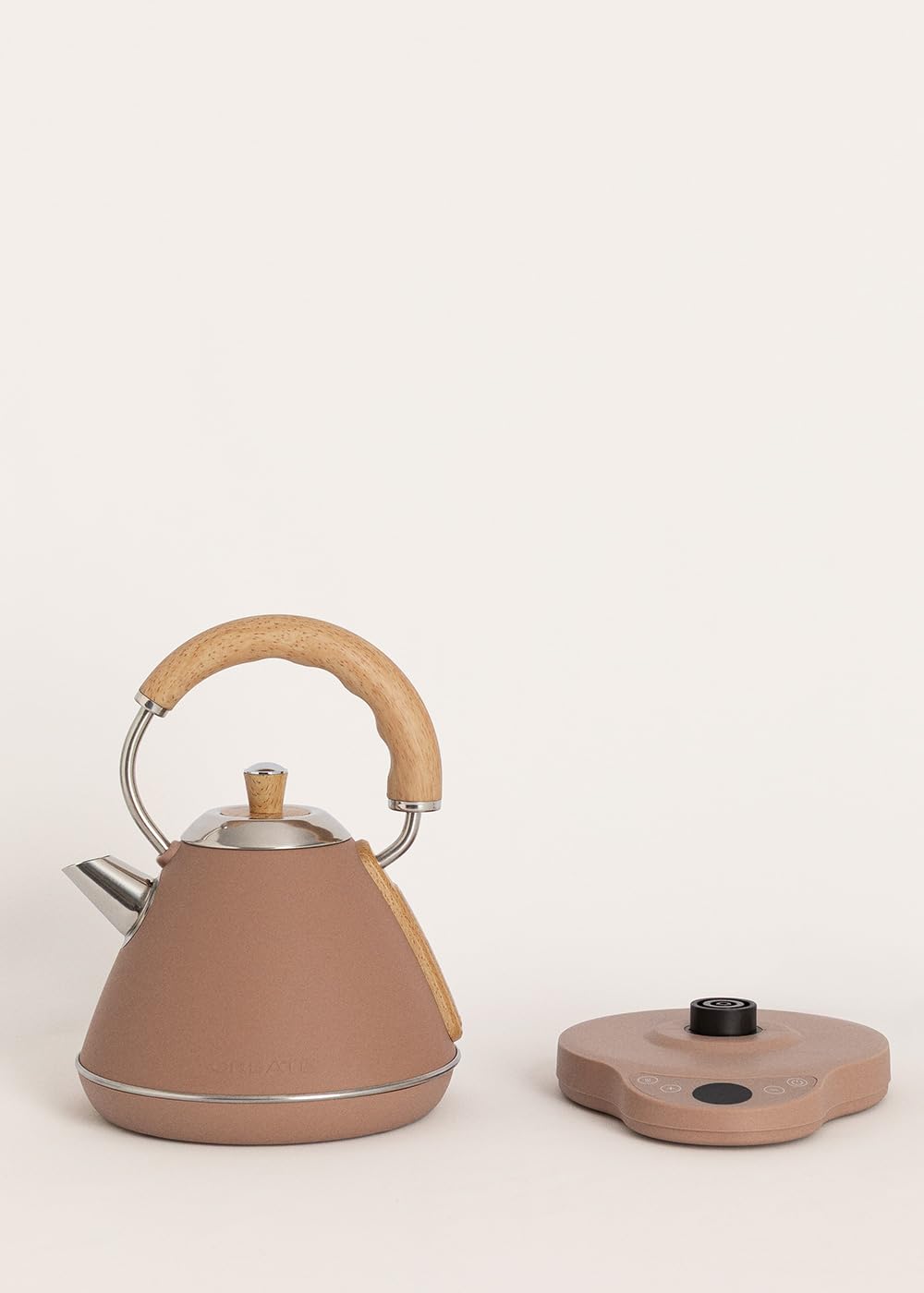 CREATE/KETTLE RETRO PRO/Bouilloire électrique 1 L avec contrôle de température moka/Système d’arrêt automatique, ébullition rapide, base antidérapante, panneau transparent, 1200W