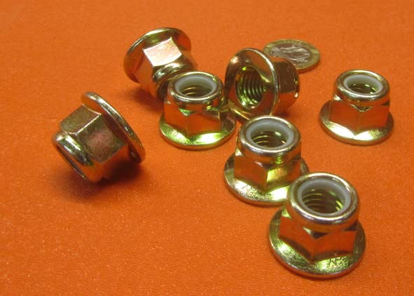 Metric Class 10 Zinc Yellow Nylon Insert Flanged Locknuts M12 x 1.75 x 18 mm W x 16.1 mm H 25 Pcs