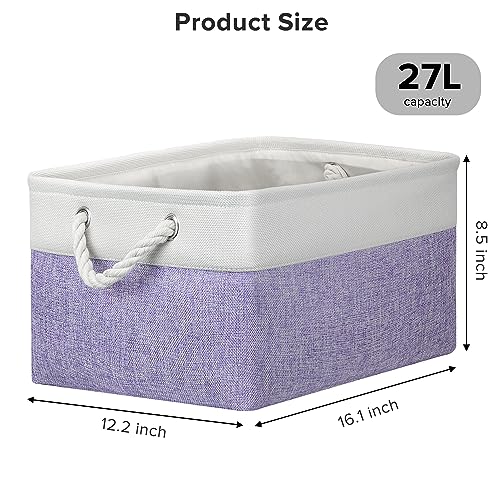 PWVMWM Large Storage Baskets, Rectangular Fabric Storage Box with Handles - Image 2