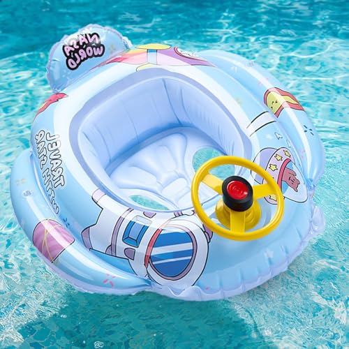 Image of Inflatable Kiddie Float | Water Baby Floater for Kids| Safe Anti-flip Diaper Style Swim Tube Rider| Swim Pool Tube for Toddlers|Multicolor Cute Swimming Pool Safety Seat (Space Ship)