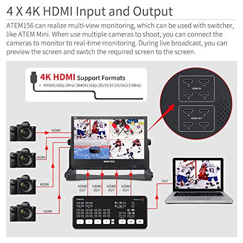 Image of ATEM156 15.6 inch 4 HDMI Input Output Quad Split Display for ATEM Mini Video Switcher Live Streaming Broadcast Director Monitor Used in Movie Production