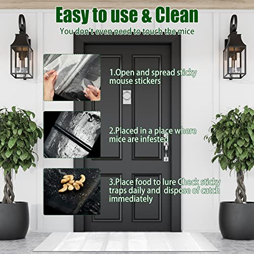 Qualirey 8 Pack Large Sticky Mouse Trap 24 Inch Sticky Rat Glue Roach Indoor Pest Control for Trapping Snakes Rats Spiders Roaches in Restaurant Kitchen House Supplies (Black)